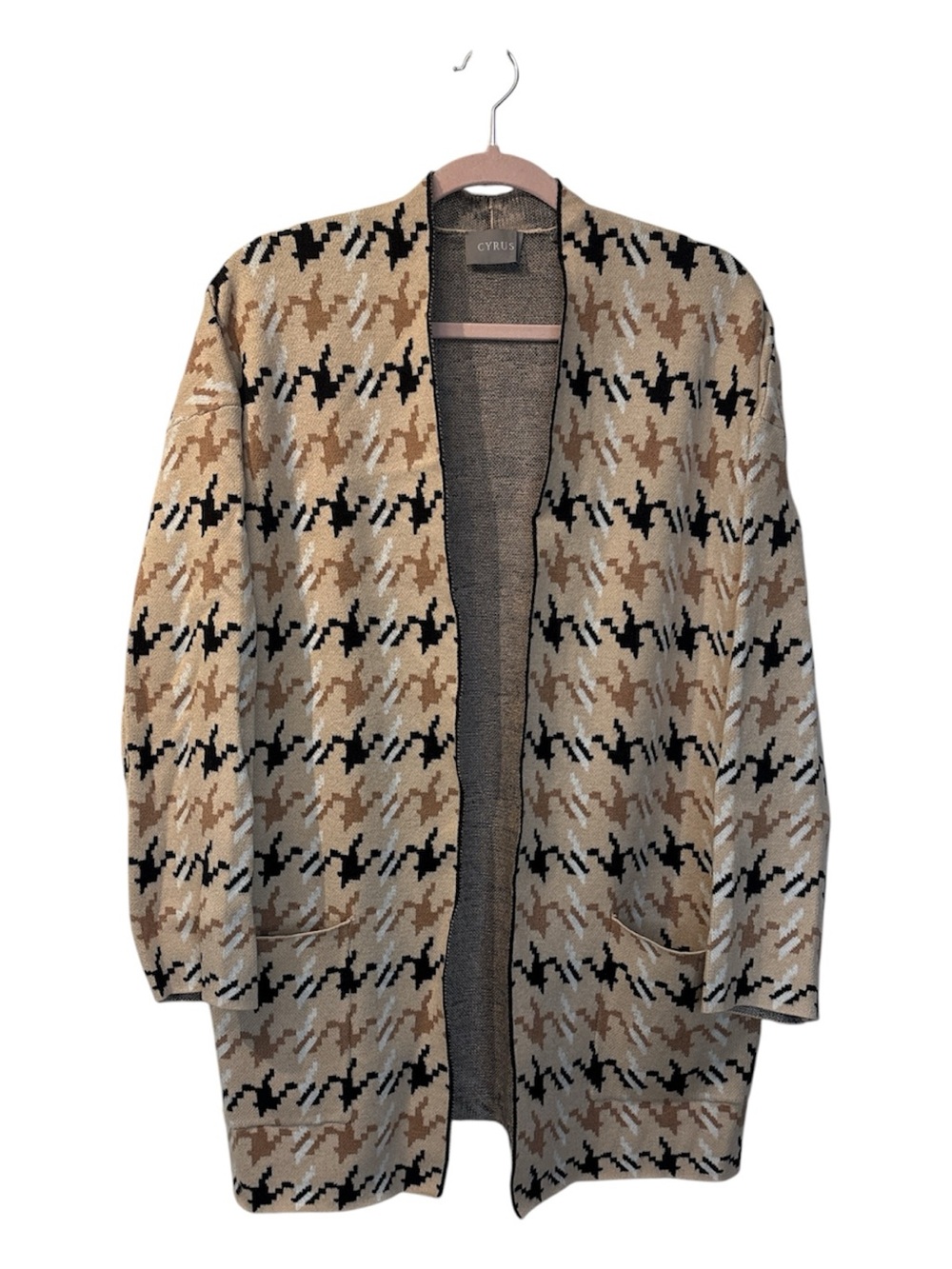 ⭐️ Cyrus Beige, Tan & Black Open Front Cardigan - size Medium (oversized)
